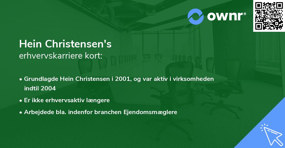 Hein Christensen's erhvervskarriere kort