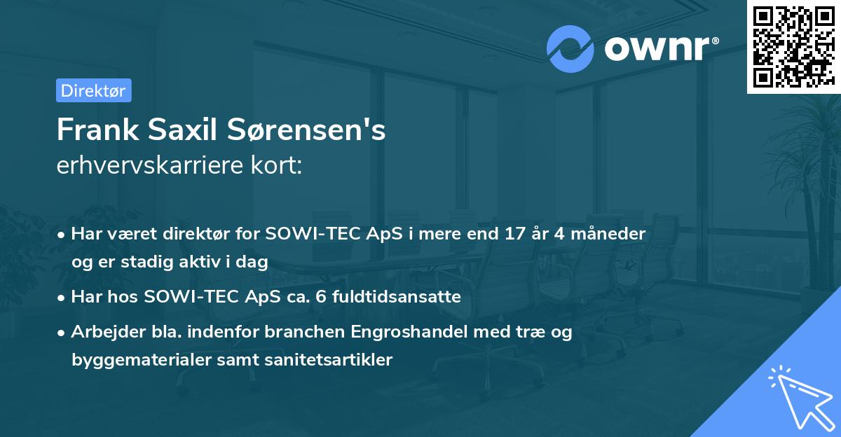 Frank Saxil Sørensen's erhvervskarriere kort