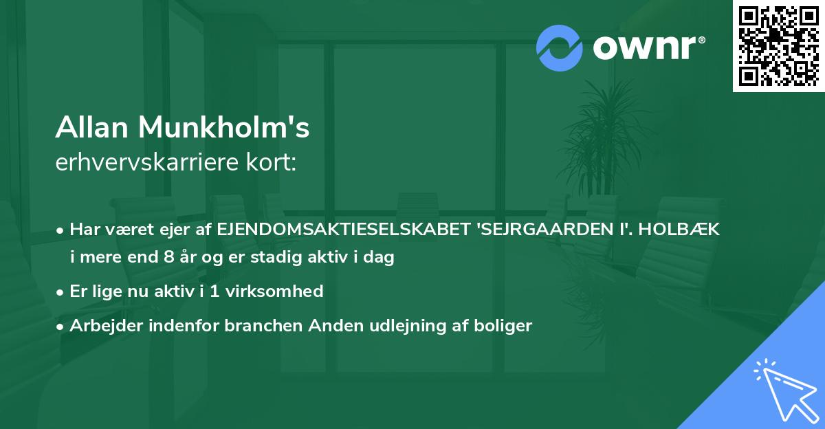 Allan Munkholm's erhvervskarriere kort