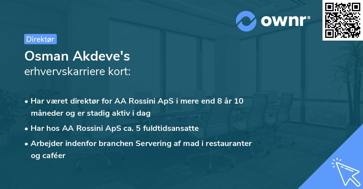 Osman Akdeve's erhvervskarriere kort