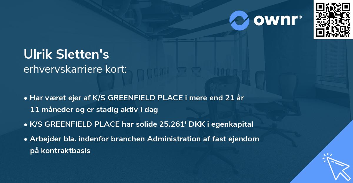 Ulrik Sletten's erhvervskarriere kort