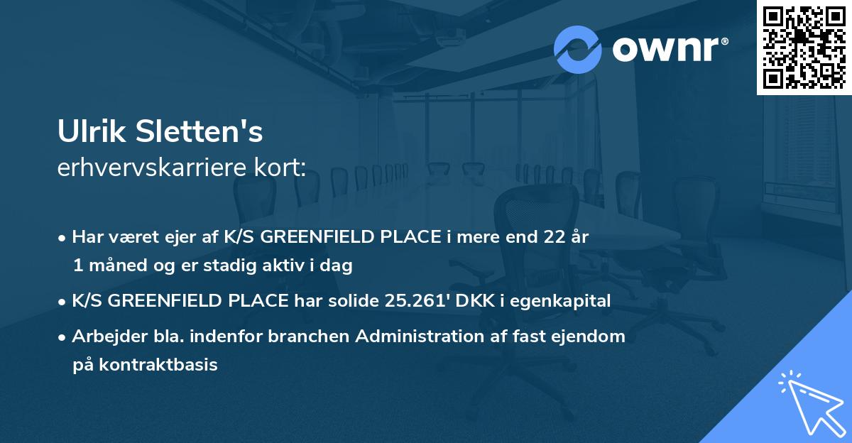 Ulrik Sletten's erhvervskarriere kort