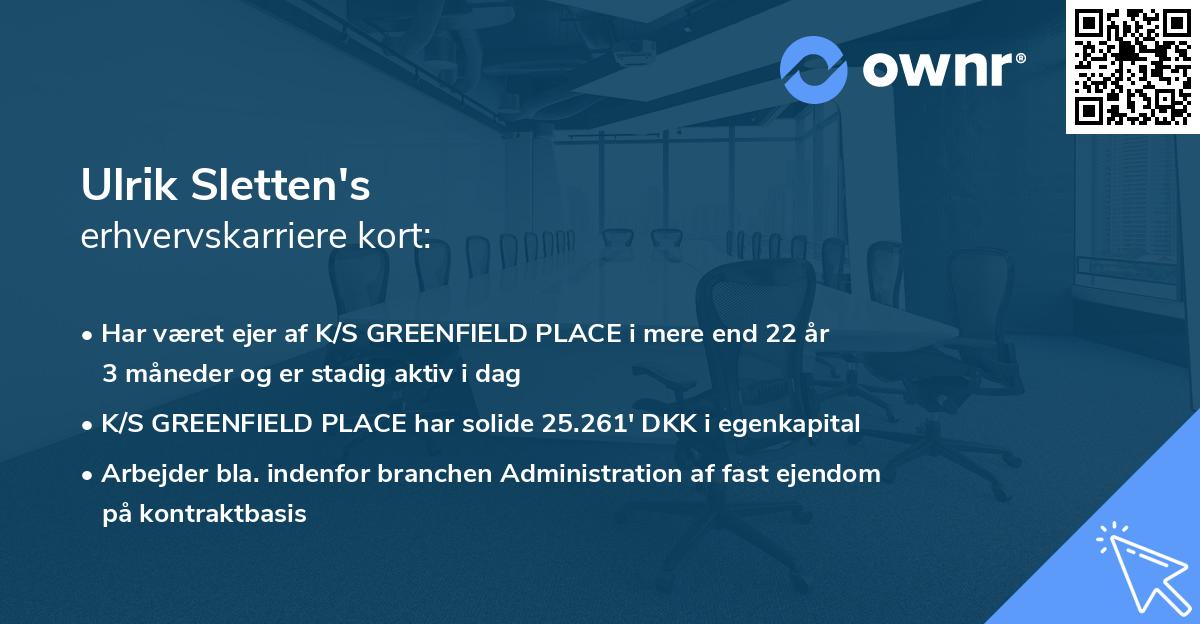 Ulrik Sletten's erhvervskarriere kort