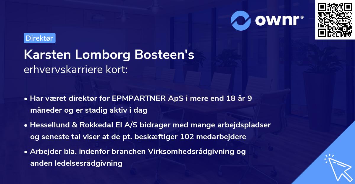 Karsten Lomborg Bosteen's erhvervskarriere kort