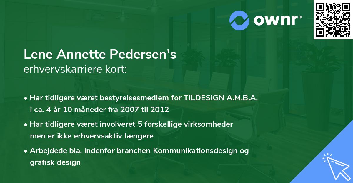 Lene Annette Pedersen's erhvervskarriere kort