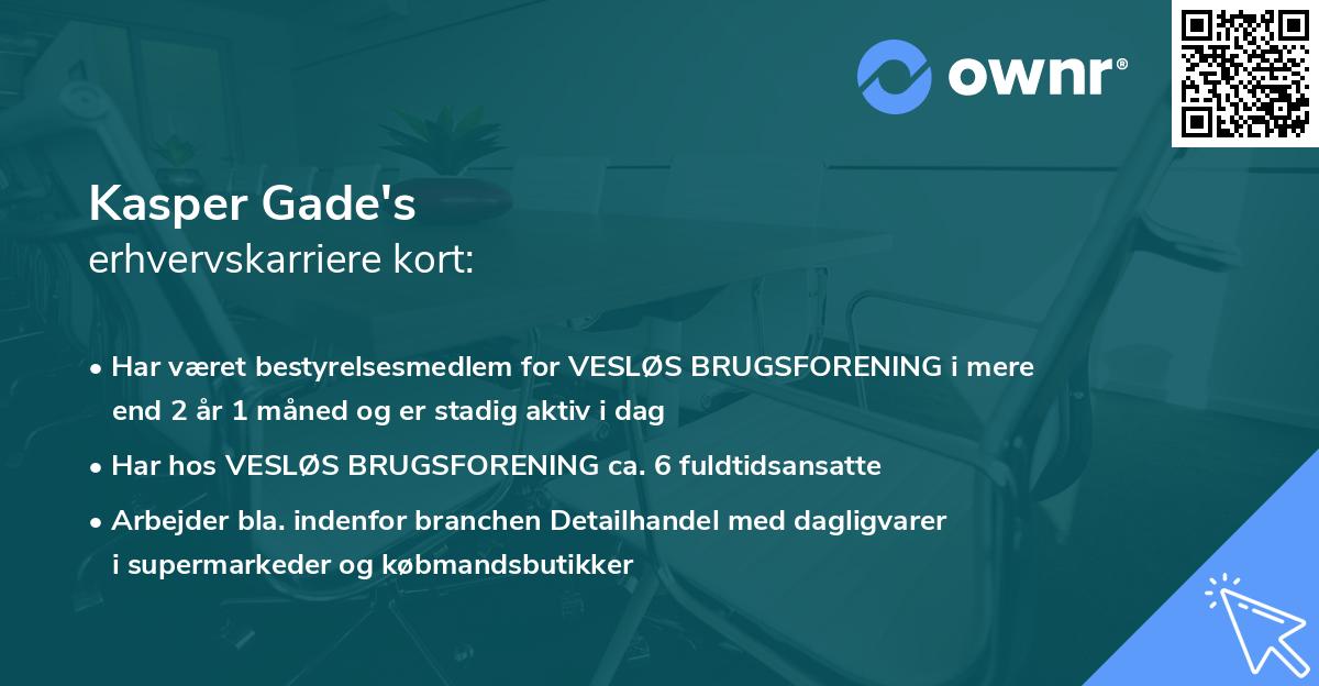 Kasper Gade's erhvervskarriere kort