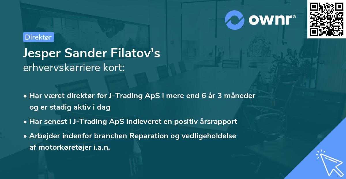 Jesper Sander Filatov's erhvervskarriere kort