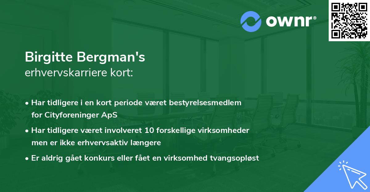 Birgitte Bergman's erhvervskarriere kort