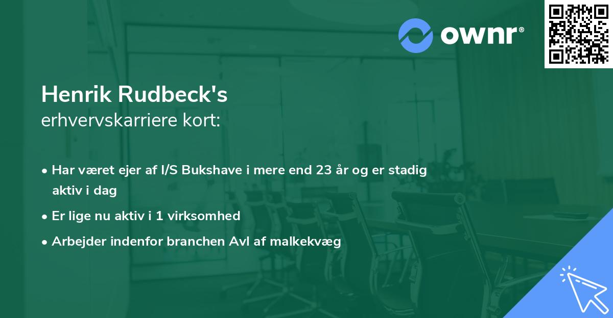 Henrik Rudbeck's erhvervskarriere kort