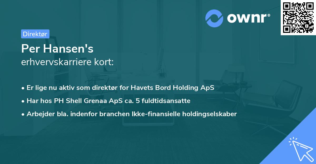 Per Hansen's erhvervskarriere kort