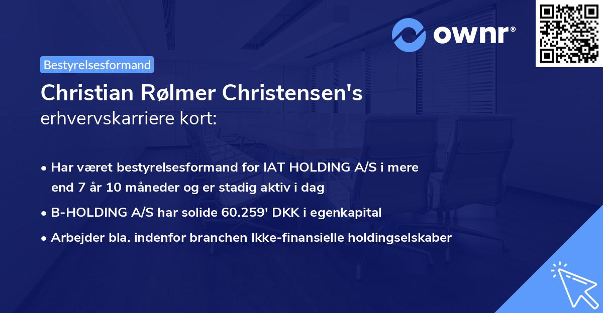 Christian Rølmer Christensen's erhvervskarriere kort