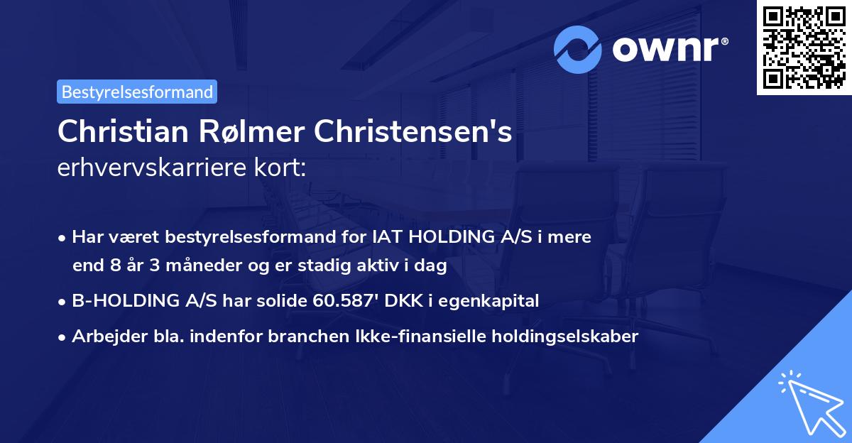 Christian Rølmer Christensen's erhvervskarriere kort