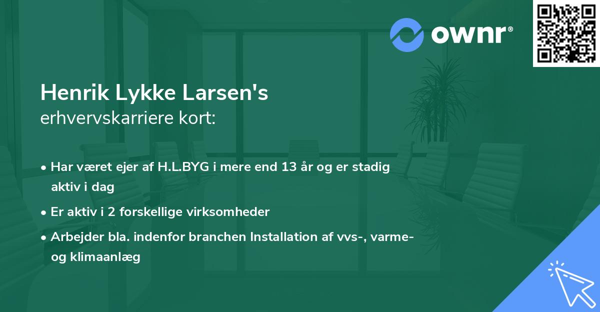 Henrik Lykke Larsen's erhvervskarriere kort