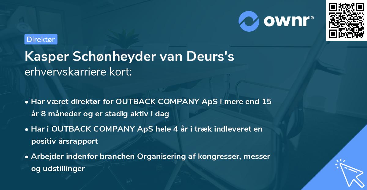 Kasper Schønheyder van Deurs's erhvervskarriere kort