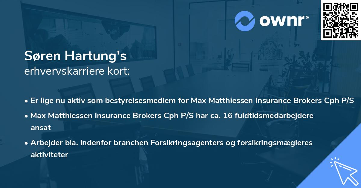 Søren Hartung's erhvervskarriere kort
