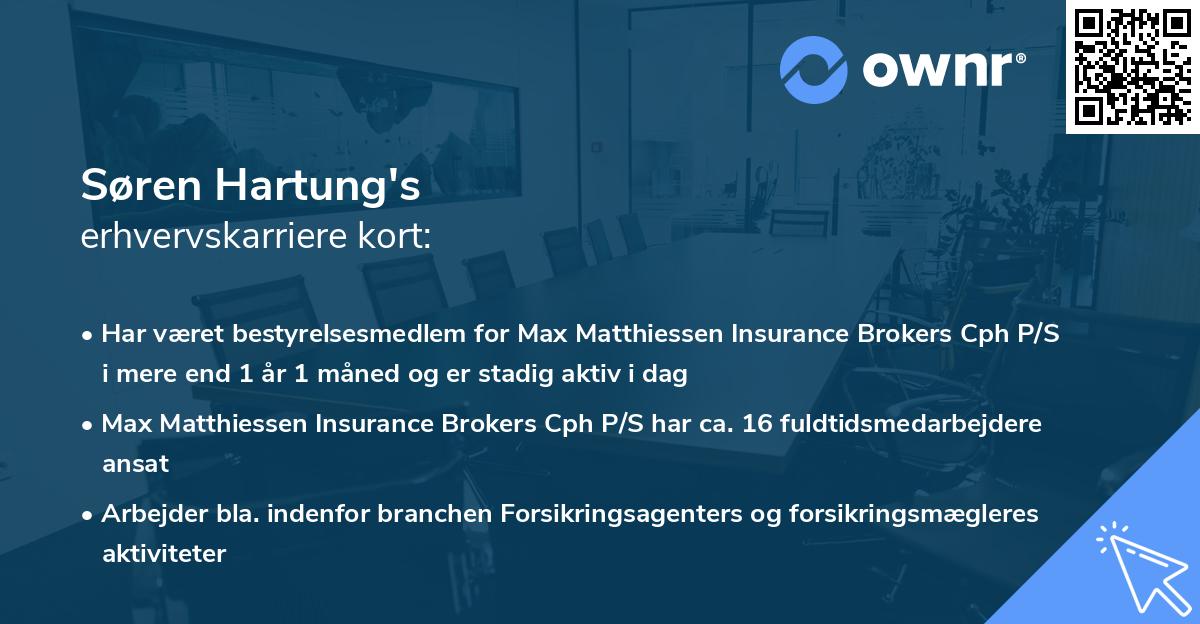 Søren Hartung's erhvervskarriere kort