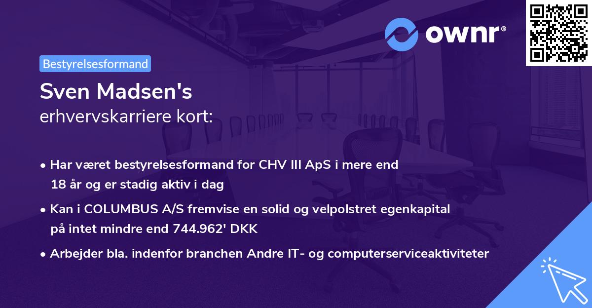 Sven Madsen's erhvervskarriere kort