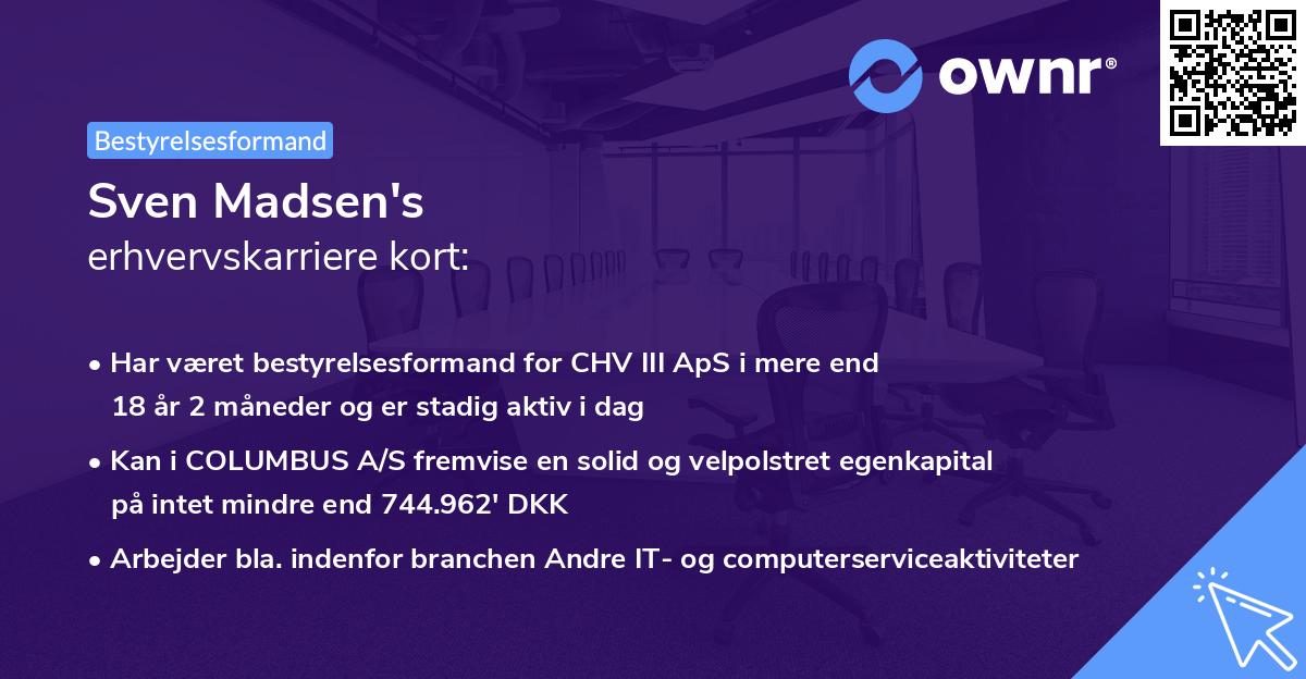 Sven Madsen's erhvervskarriere kort