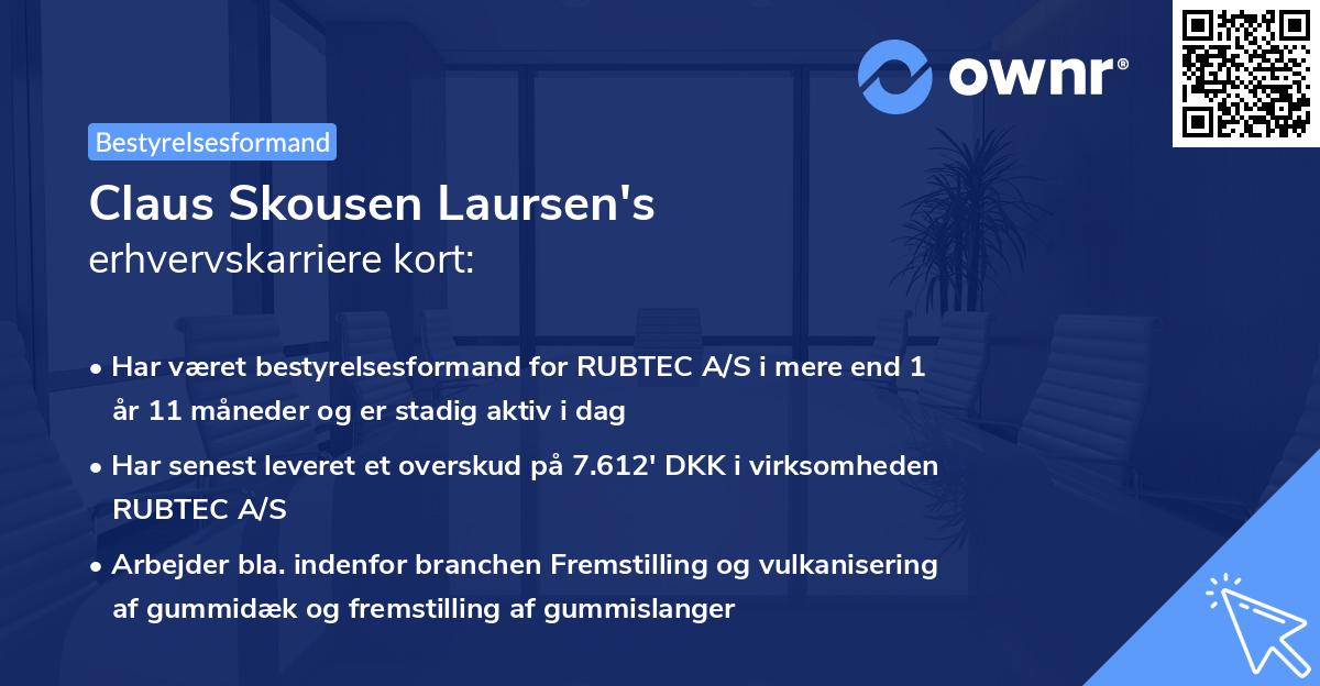 Claus Skousen Laursen's erhvervskarriere kort