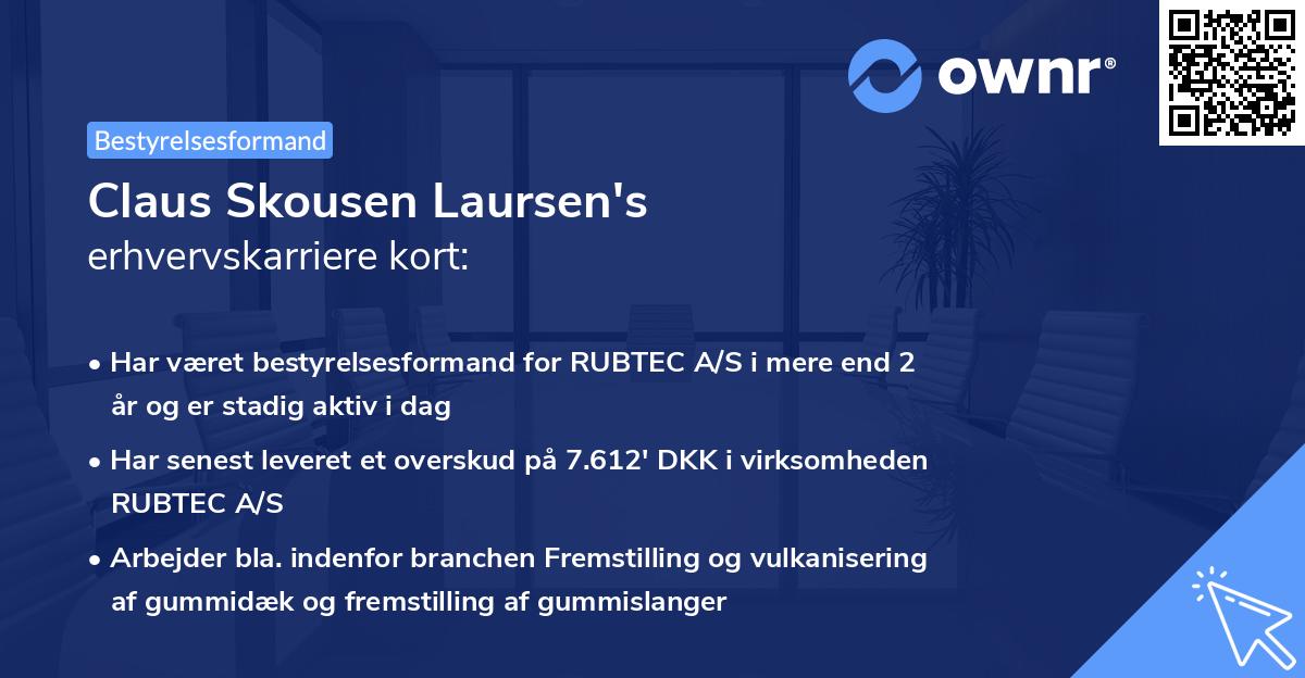 Claus Skousen Laursen's erhvervskarriere kort