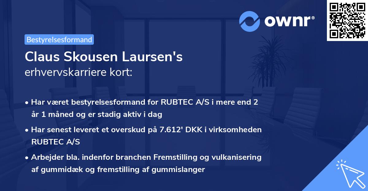 Claus Skousen Laursen's erhvervskarriere kort