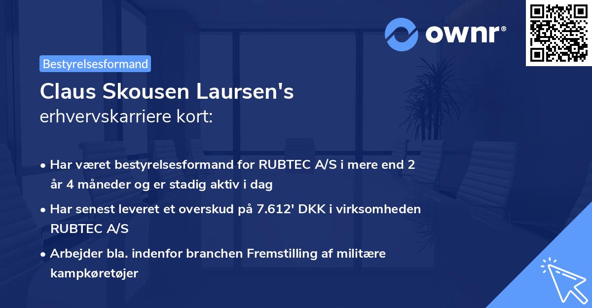 Claus Skousen Laursen's erhvervskarriere kort