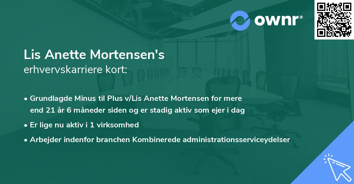 Lis Anette Mortensen's erhvervskarriere kort