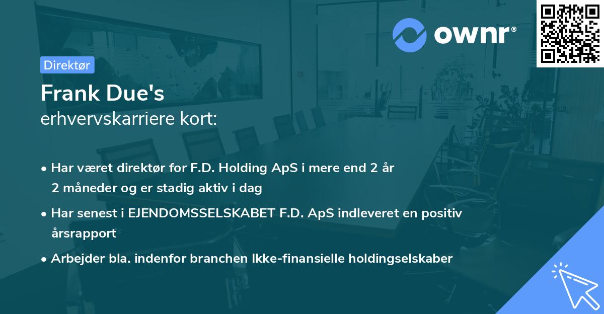 Frank Due's erhvervskarriere kort