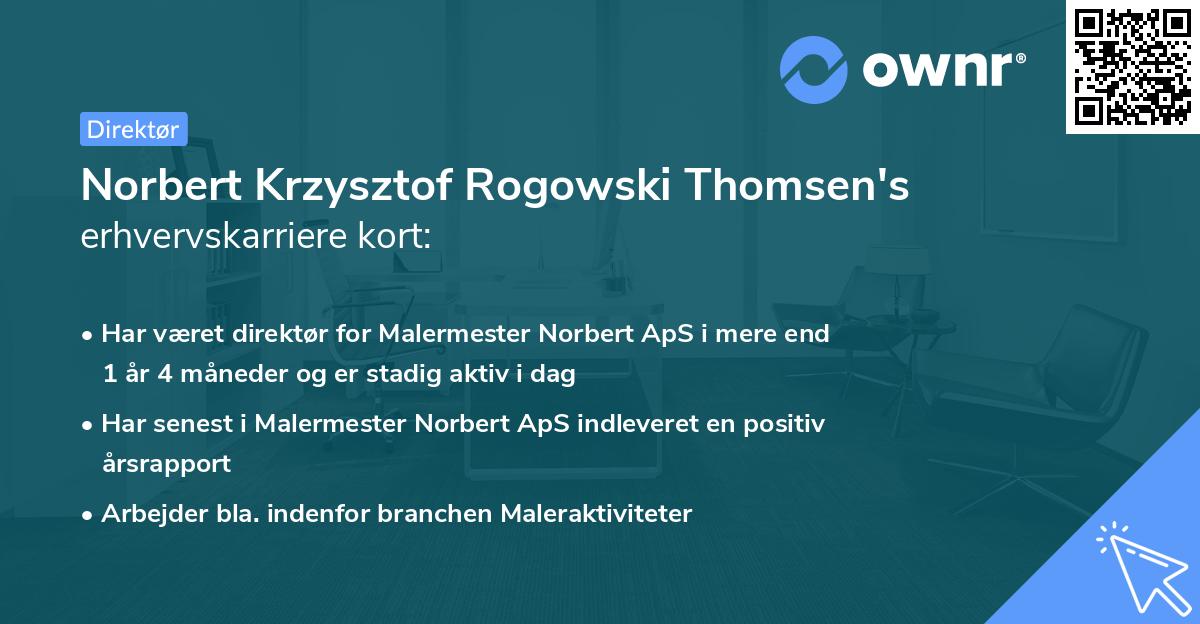 Norbert Krzysztof Rogowski Thomsen's erhvervskarriere kort