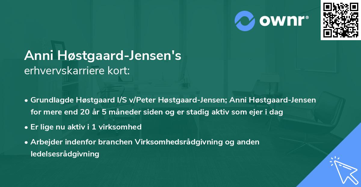 Anni Høstgaard-Jensen's erhvervskarriere kort