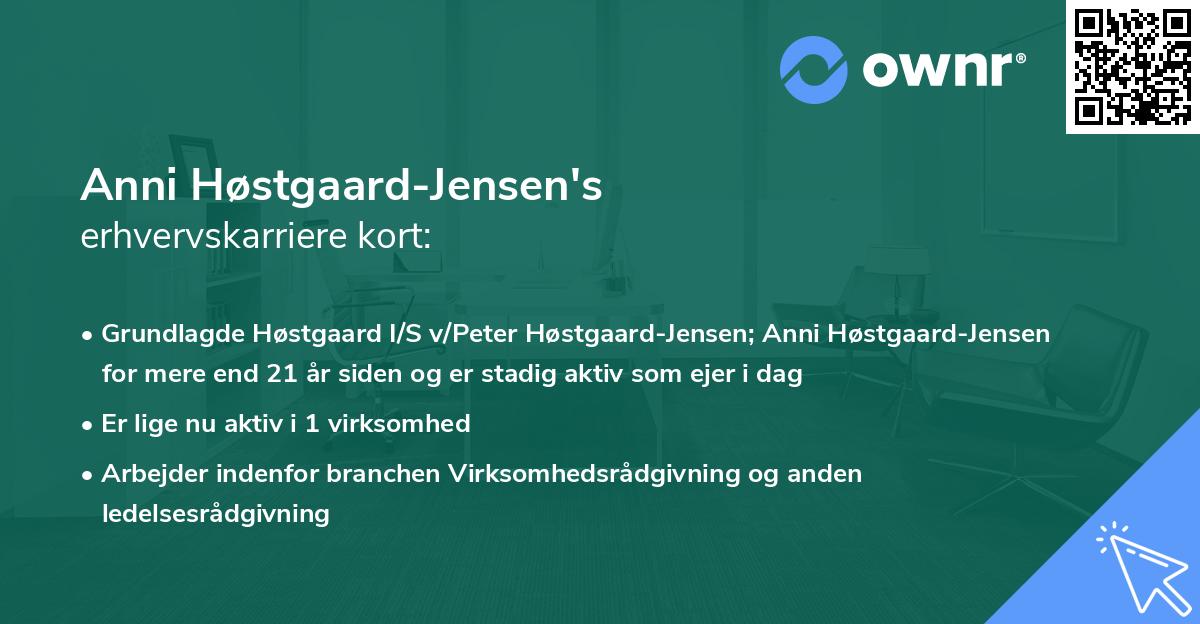 Anni Høstgaard-Jensen's erhvervskarriere kort
