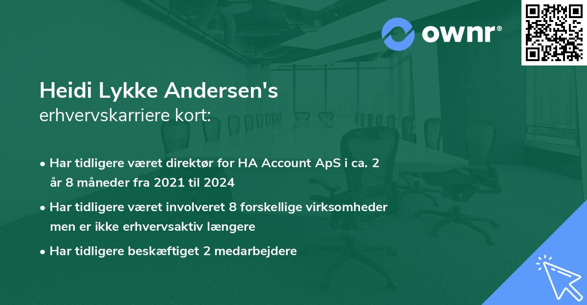 Heidi Lykke Andersen's erhvervskarriere kort