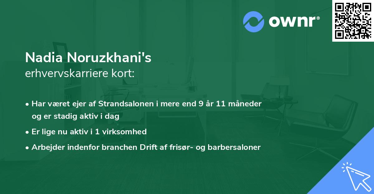 Nadia Noruzkhani's erhvervskarriere kort