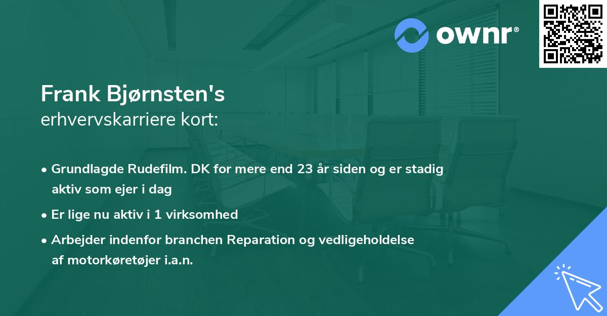 Frank Bjørnsten's erhvervskarriere kort