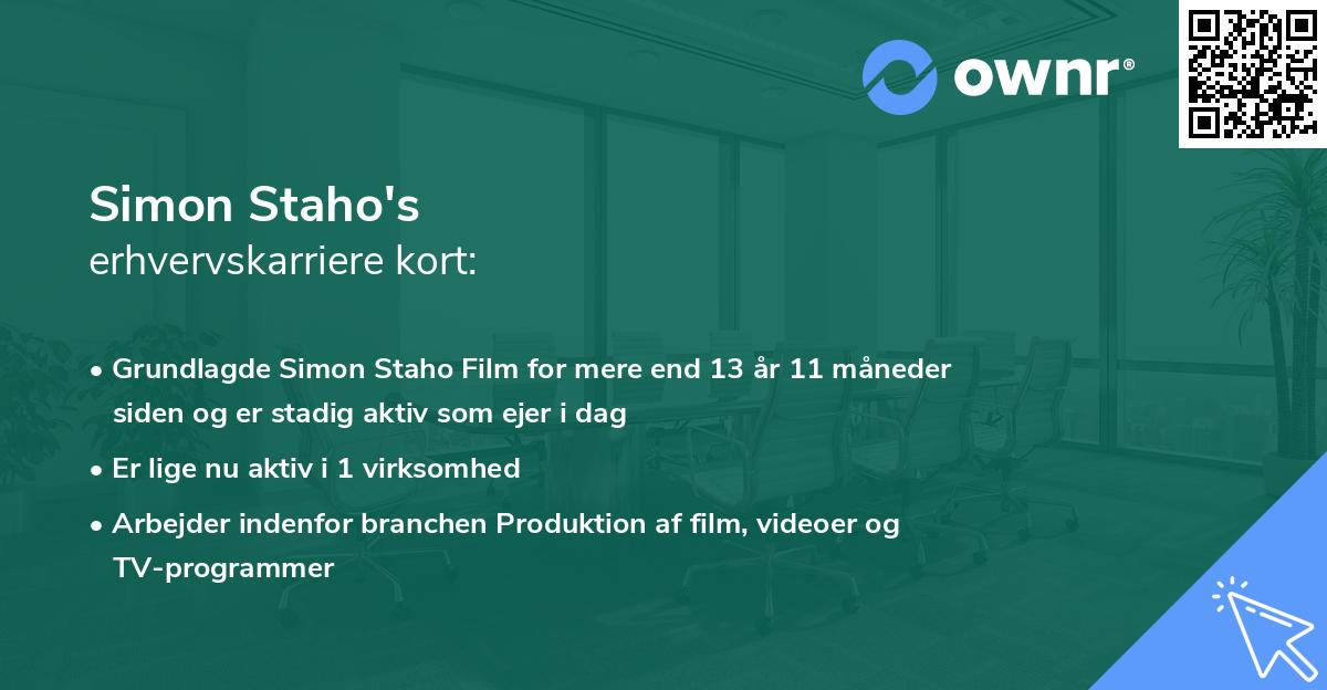 Simon Staho's erhvervskarriere kort