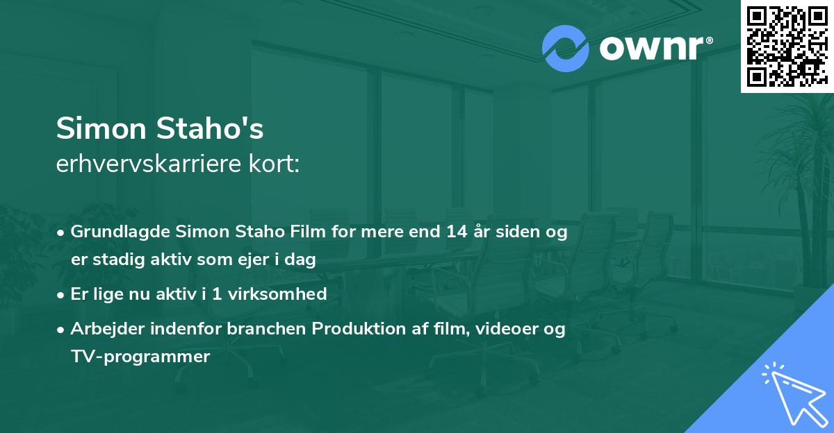Simon Staho's erhvervskarriere kort