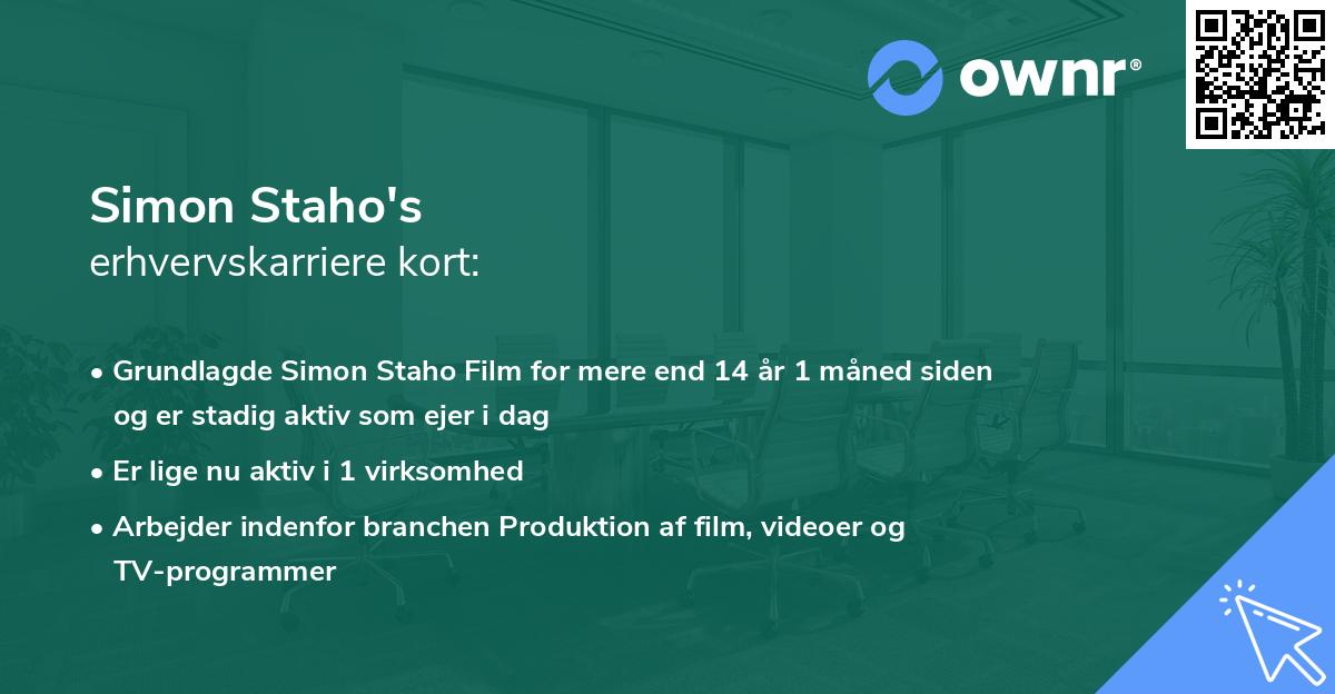 Simon Staho's erhvervskarriere kort