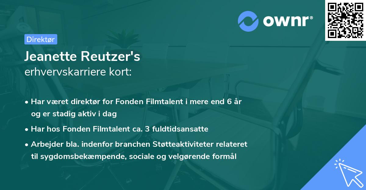 Jeanette Reutzer's erhvervskarriere kort