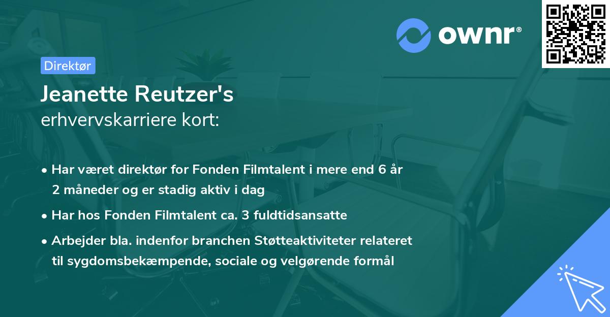 Jeanette Reutzer's erhvervskarriere kort
