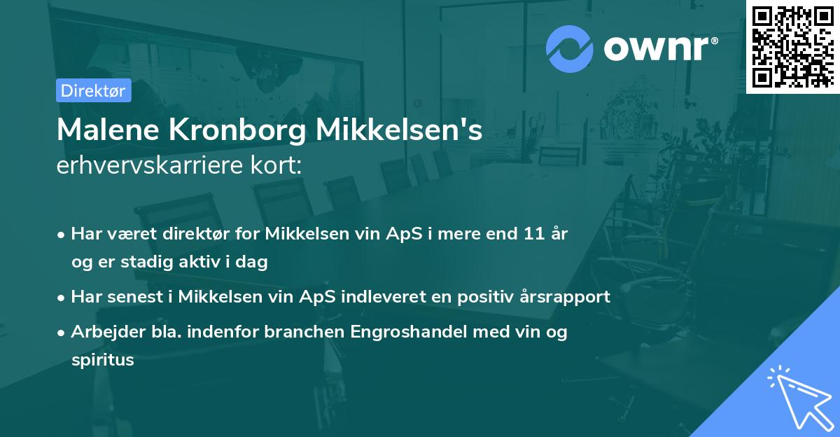 Malene Kronborg Mikkelsen's erhvervskarriere kort