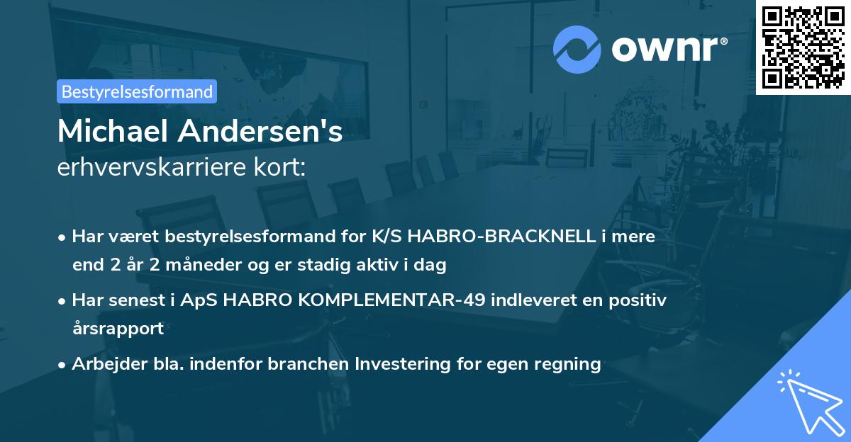 Michael Andersen's erhvervskarriere kort