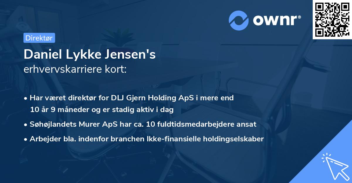 Daniel Lykke Jensen's erhvervskarriere kort