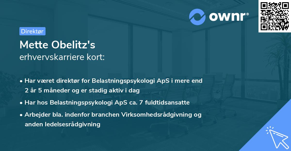 Mette Obelitz's erhvervskarriere kort