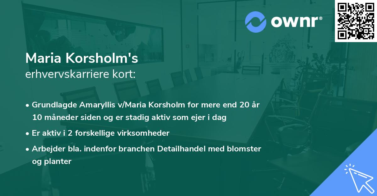 Maria Korsholm's erhvervskarriere kort