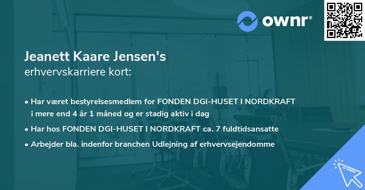 Jeanett Kaare Jensen's erhvervskarriere kort