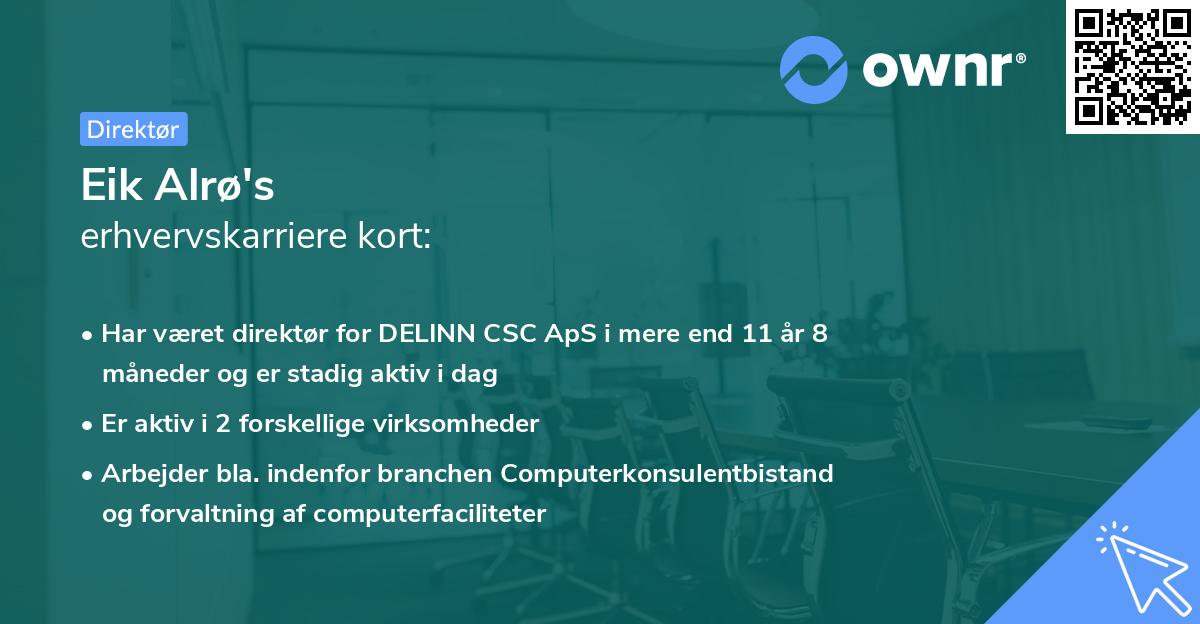 Eik Alrø's erhvervskarriere kort