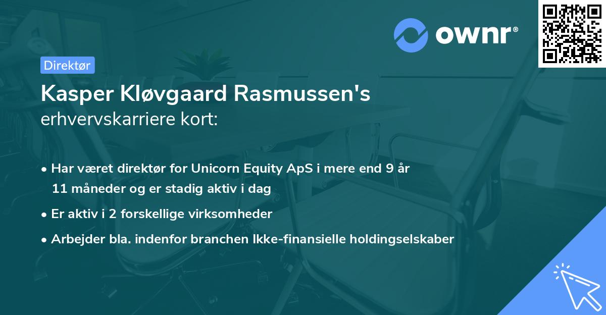 Kasper Kløvgaard Rasmussen's erhvervskarriere kort
