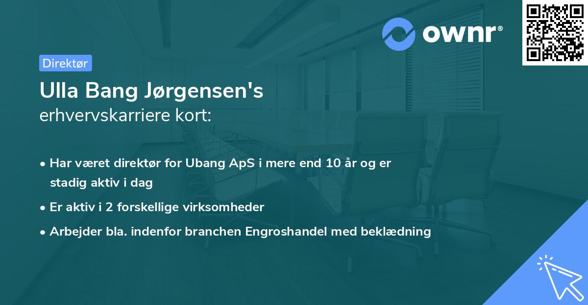 Ulla Bang Jørgensen's erhvervskarriere kort