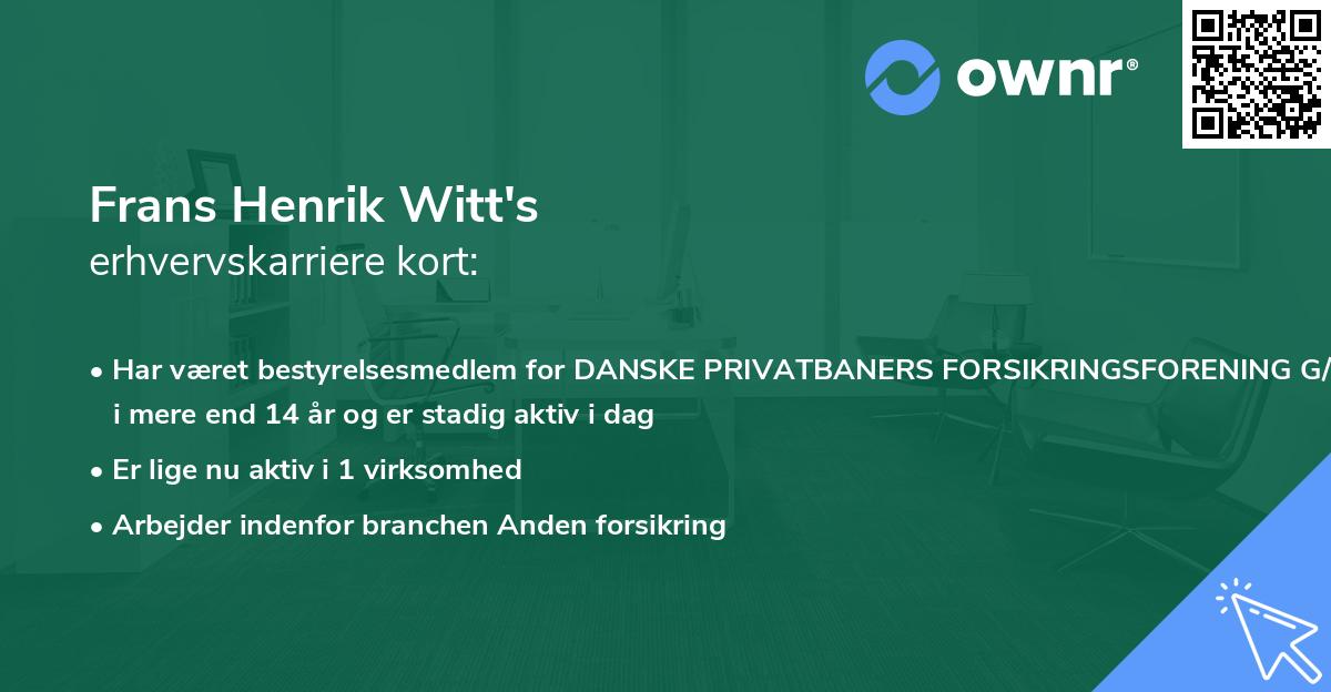 Frans Henrik Witt's erhvervskarriere kort
