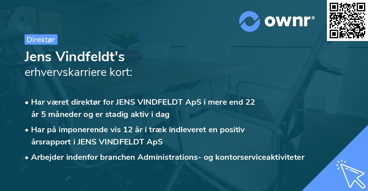 Jens Vindfeldt's erhvervskarriere kort